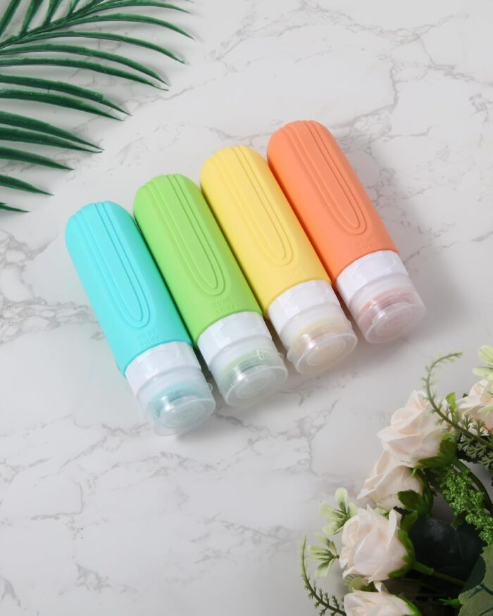 Weseewd 4 Pack Silicone Travel Bottles for Toiletries, 90ml TSA Approved Travel Size Bottles, BPA Free Refillable Leak Proof Travel Toiletries Containers for Cosmetic Shampoo Conditioner and Lotion - Image 6