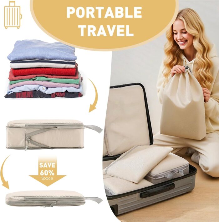 8 Set Travel Packing Cubes, Packing Organizers for Luggage-Travel Essentials for Women & Men-Suitcase Organizer with Laundry & Shoe Bag, Must-Have for Airplane, Road Trip, Camping - Image 3
