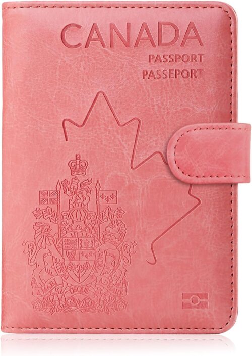 WALNEW RFID Blocking Passport Holder Travel Wallet Cover Case (N-Pink)