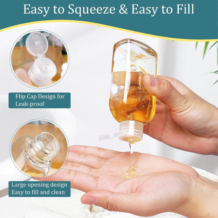 Cosywell Leakproof Squeeze Bottles Travel Kit - 4pc 3.4 oz TSA Approved for Shampoo, Conditioner and Toiletries - Image 4