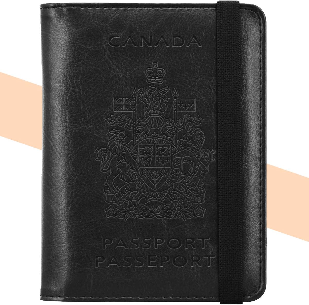 Passport Wallet Holder Cover - KINGMAS CA RFID Blocking Travel Passport Leather Case with Elastic band