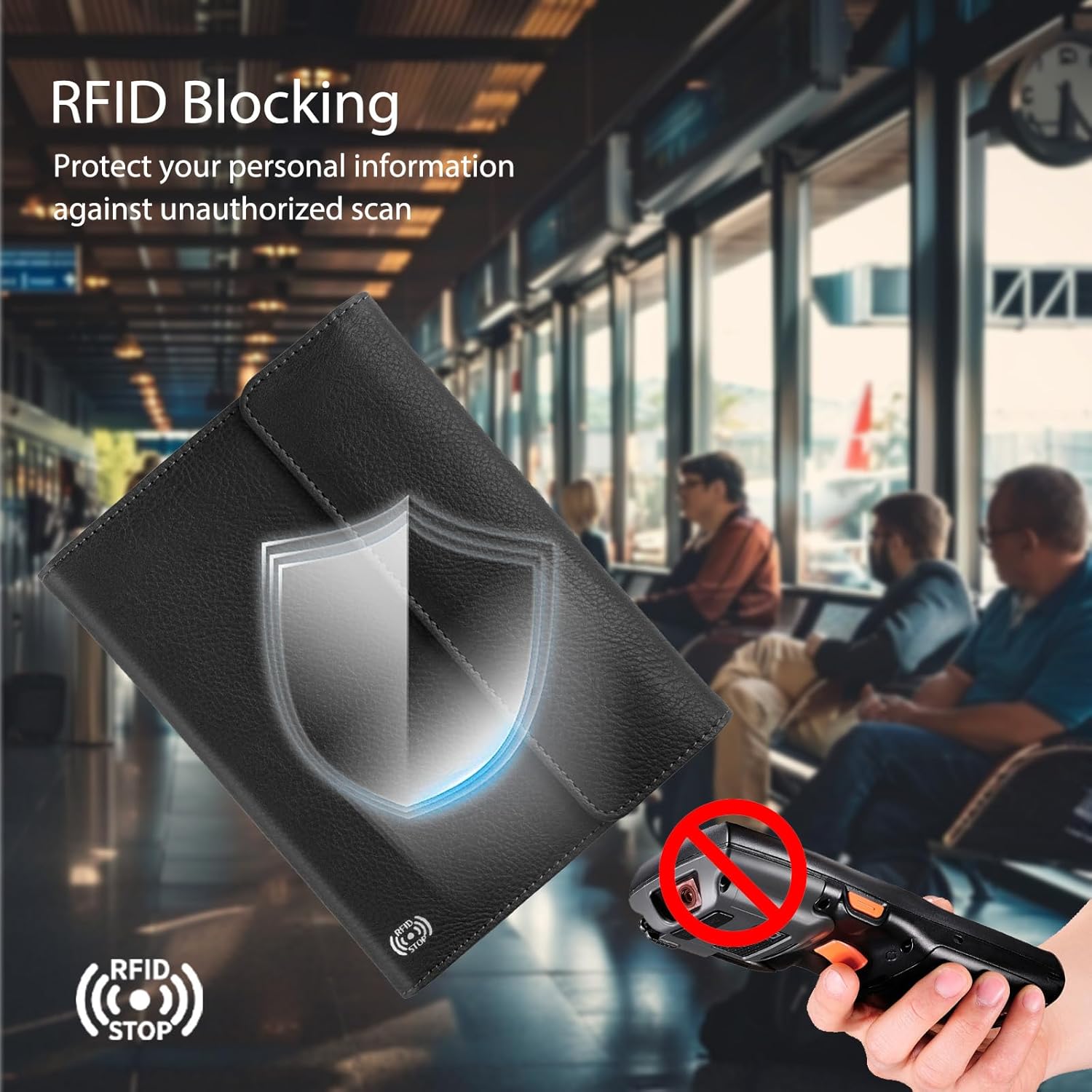 WALNEW Passport Holder for Travel, RFID Blocking Passport Book Wallet Cover Case, PU Leather Travel Essentials Accessories Document Holder, Black - Image 4