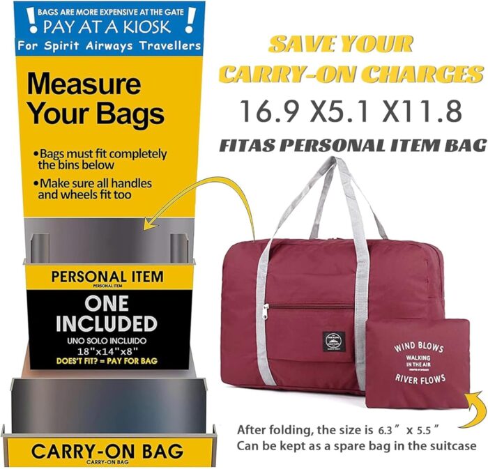 Foldable Travel Bag Luggage Storage for Sports Gym Water Resistant Nylon Canvas Duffel for Men, Women 32 Liter （Red） - Image 6