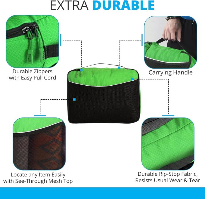 bago 7 Pcs Packing Cubes Travel Organizer - 4 Packing Cube with 3 ZipLock Bags - Travel Packing Cubes to Get Maximum Storage, Save Time & Effort to Pack - Happy Traveling (GreenRedPurpleYellow) - Image 3