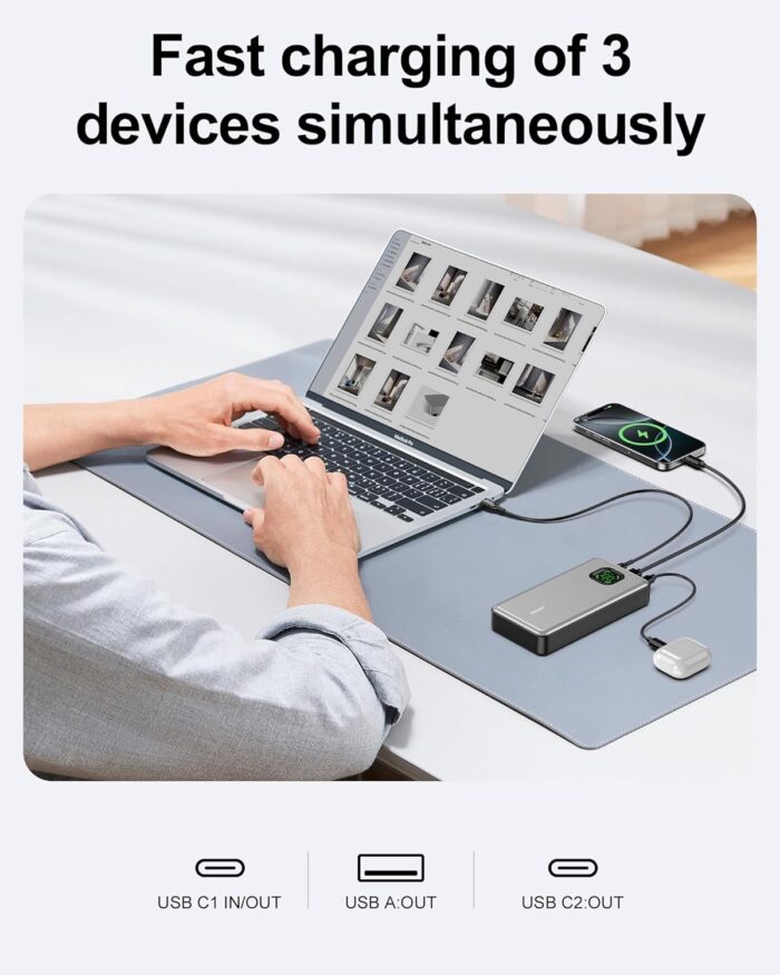 65W Power Bank, 25000mAh Travel Essential USB C Laptop Portable Charger, 100W Total Fast Charging Battery Pack for MacBook Dell XPS iPad Tablet Steam Deck iPhone 16/15 Series Samsung Switch and More - Image 6