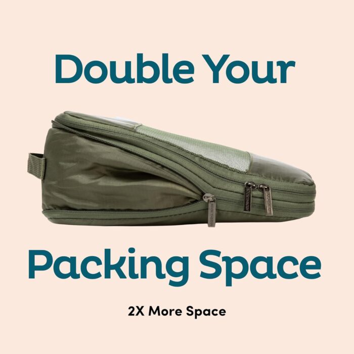 6-Pack Compression Packing Cubes Travel Essentials - Lightweight, Water-Resistant Luggage Organizer Bags with Handles, Durable Travel Accessories Suitcase Organizer (Mocha) - Image 3