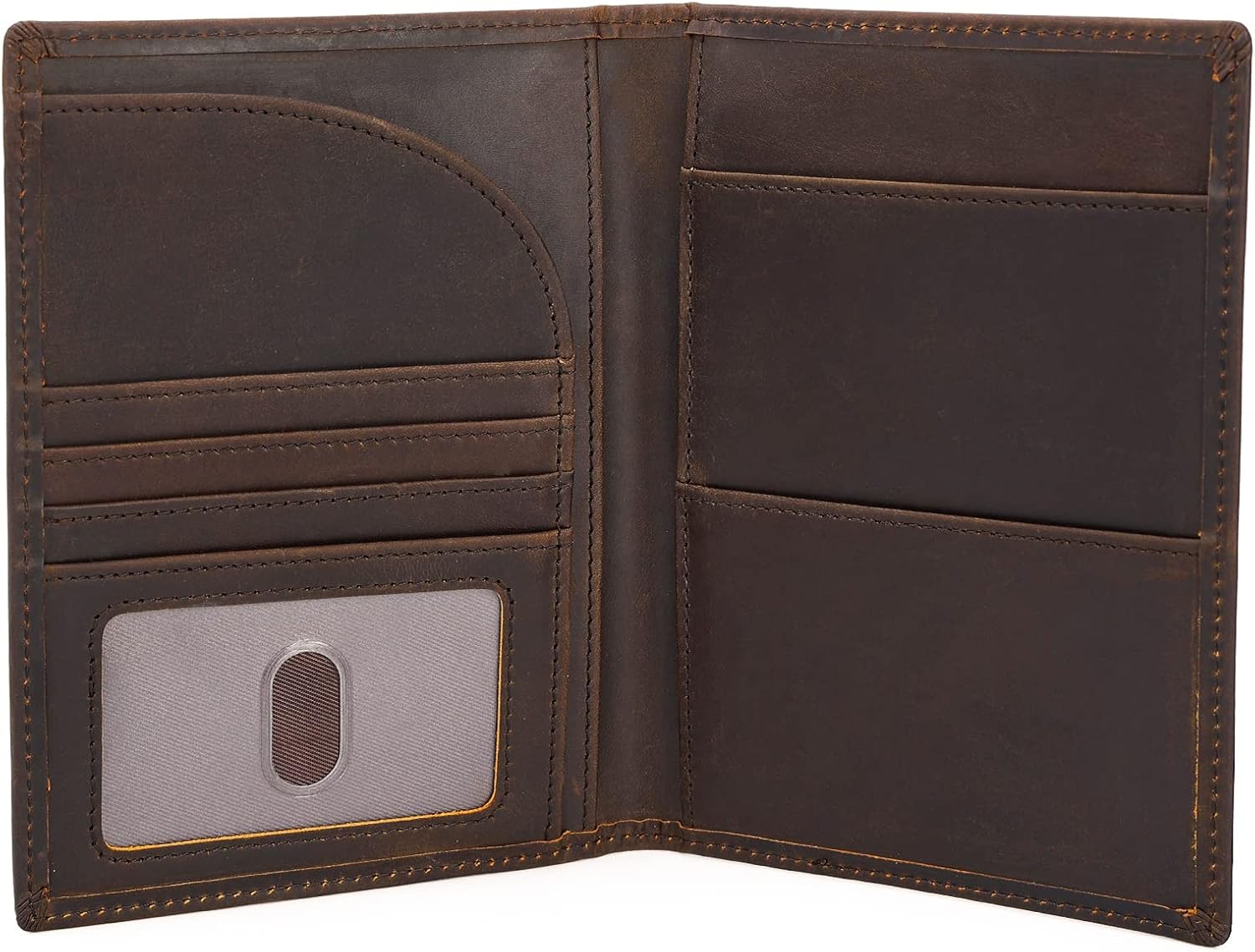 Polare Full Grain Leather Passport Holder RFID Blocking Travel Bifold Wallet Passport Holders 2 Passports (Dark Brown) - Image 4