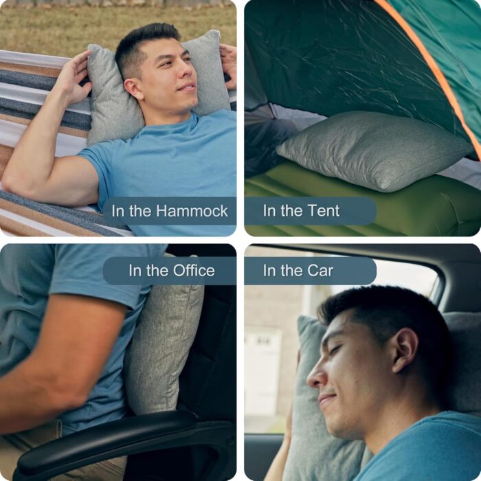 ACCURATEX Camping Pillow-100% Cotton Breathable Cover,Shredded Memory Foam Compressible Travel Pillow,Camping&Travel Accessories-Small Backpacking Pillow Camping Essentials for Sleeping,Car&Airplane - Image 3