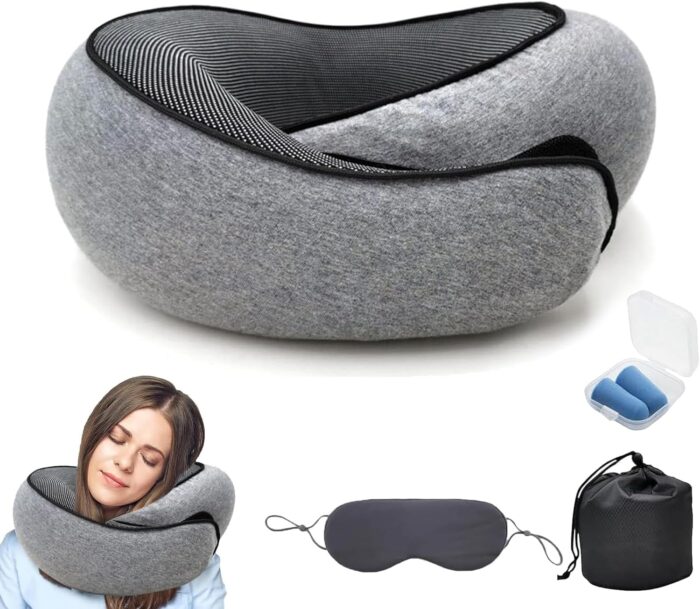Neck Pillow, Wander Plus Travel Pillow, Wander Plus Travel Neck Pillow, Foam Travel Neck Pillow for Airplanes, Travel Neck Pillow(Light Gray)