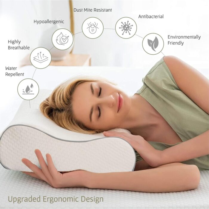 Cervical Neck Pain Relief Memory Foam Pillow | Sleeping Support Ergonomic Orthopedic Side Sleeper Pillow for Shoulder Pain | Oreiller Mousse Memoire Orthopédique (Original Wave Design) - Image 2