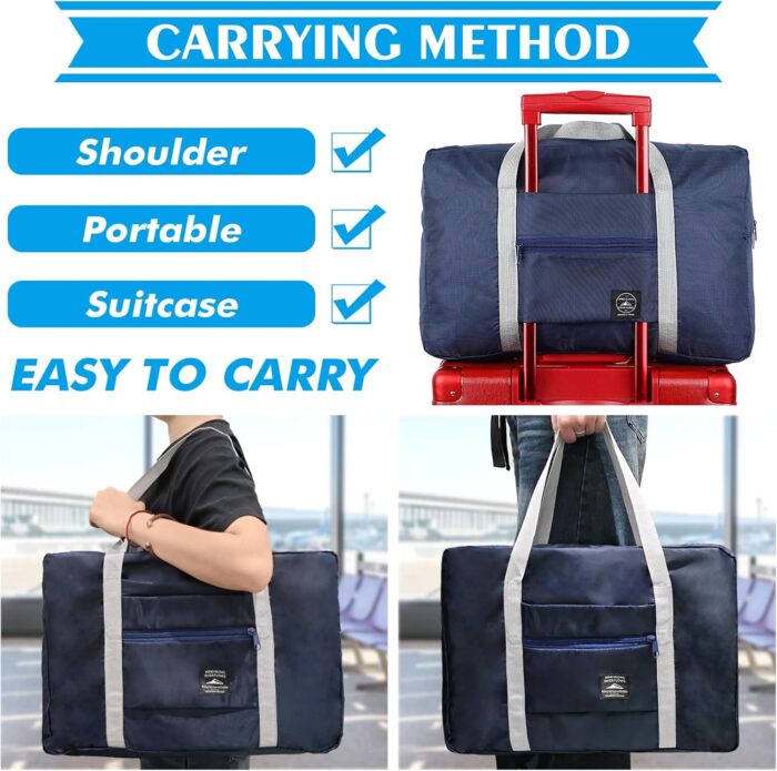 4PCS Foldable Travel Bag Luggage Storage for Sports Gym Water Resistant Nylon Canvas Duffel for Men, Women 32 Liter （4PCS） - Image 4
