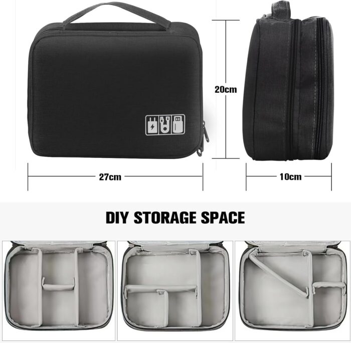 Spardar Cable Organizer, Electronic Organizer Case Universal Travel Bag Electronics Accessories Cases for Cables, Chargers, Headphones, Mouse, Power Bank, SD Card (Black) - Image 5
