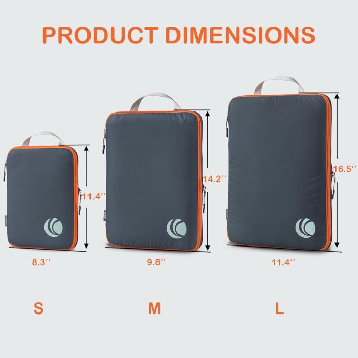Cipway Compression Packing Cubes, Ultralight Luggage Organizer Bags, Travel Essentials for Carry on Suitcase (3 Piece,Gray) - Image 4