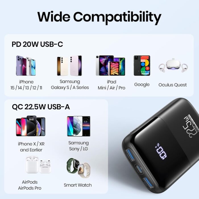 INIU Power Bank, Smallest 22.5W 10000mAh Portable Charger, USB C in&Out Fast Charging 3-Output Mini Battery Pack Charger with Phone Holder for iPhone 17 16 15 14 Samsung S24 S23 AirPods iPad etc - Image 12