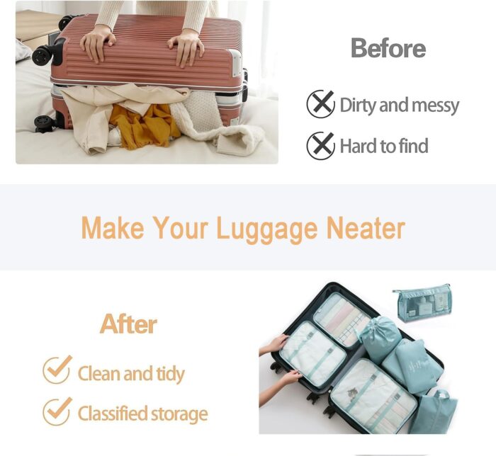 9 Set Packing Cubes for Suitcases, Travel Luggage Organizers, with Clothes Storage Bags, Toiletry Bag, Shoe Bag, Underwear Bag, Laundry Bag, Sock Bag, Accessories Bag (Lake Blue) - Image 8