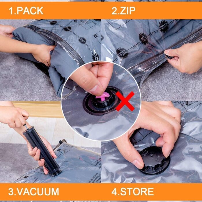 16 Pack Travel Vacuum Bags For Luggage,Carry-on Size Vacuum Seal Bags for Luggage and Suitcase Compression, Space Saver for Clothes and Clothing Organization - Image 3