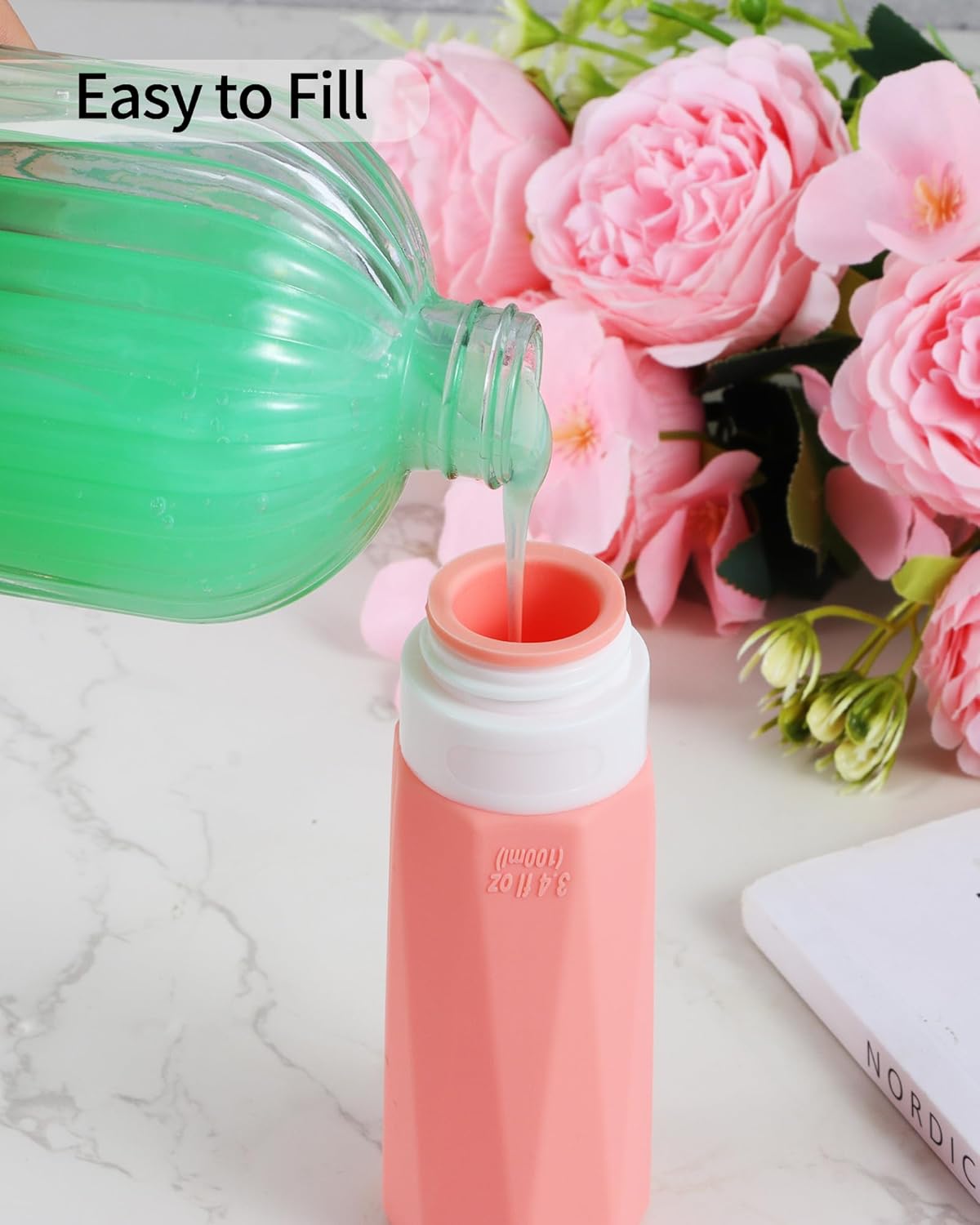 Weseewd 100ml Travel Bottles for Toiletries, 5 Pack TSA Approved Silicone Travel Size Toiletries Bottles, Refillable Leak Proof Travel Accessories Essentials for Cometic Shampoo Conditioner Lotion - Image 3