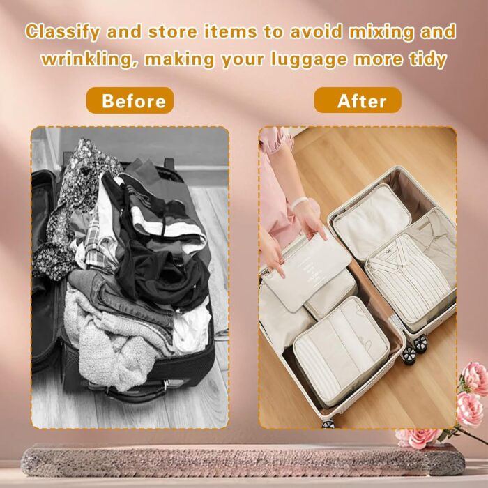 Oslynia 6 Pcs Packing Cubes, Waterproof Compression Packing Cubes, Quality Suitcase Organizer Bags, Travel Organizer Cube for Business Trip, Traveling Essentials Accessories for Women Men - Image 6