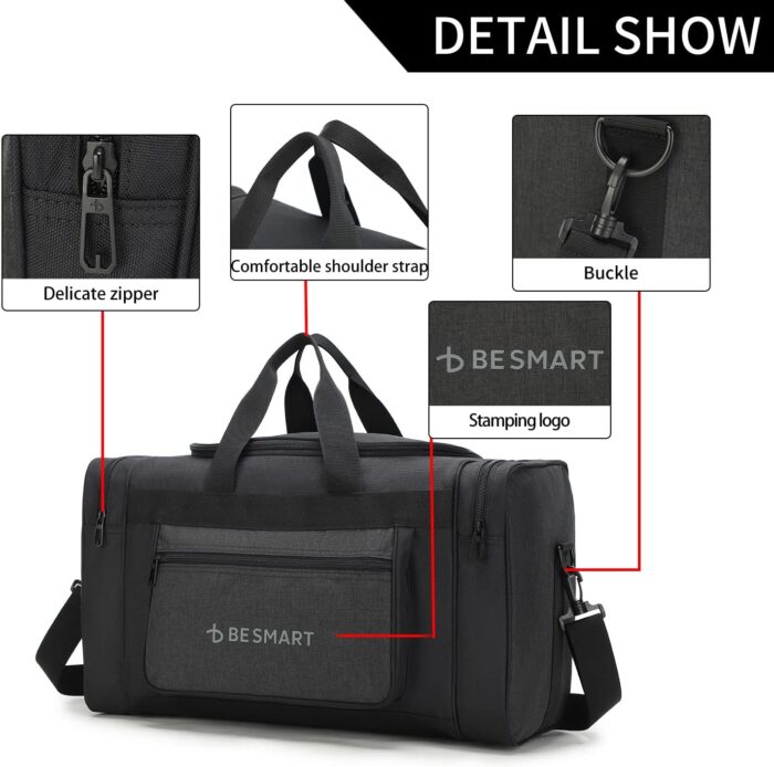 BE Smart Waterproof Travel Duffel Bag for Women&Men's, Lightweight Shoulder Weekender Overnight Bags for Sports Gym/Camping/Workout,Large Capacity Crossbody Tote Handbag for Child/Ladies/Businessman - Image 7