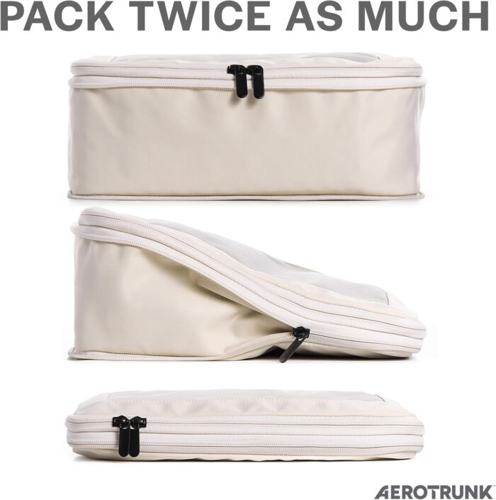 Aerotrunk Compression Packing Cubes for Travel - Luggage Organizer Bags - Double Zipper Packing Cubes for Suitcases (4-Pack, Beige) - Image 2