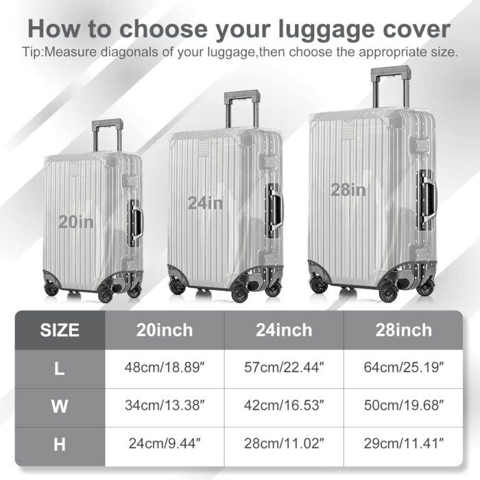 JZRTravel Luggage Covers Protector for 24 Inch Suitcase Thicken Clear PVC Case Protective Cover. (57 * 42 * 28 cm) - Image 4