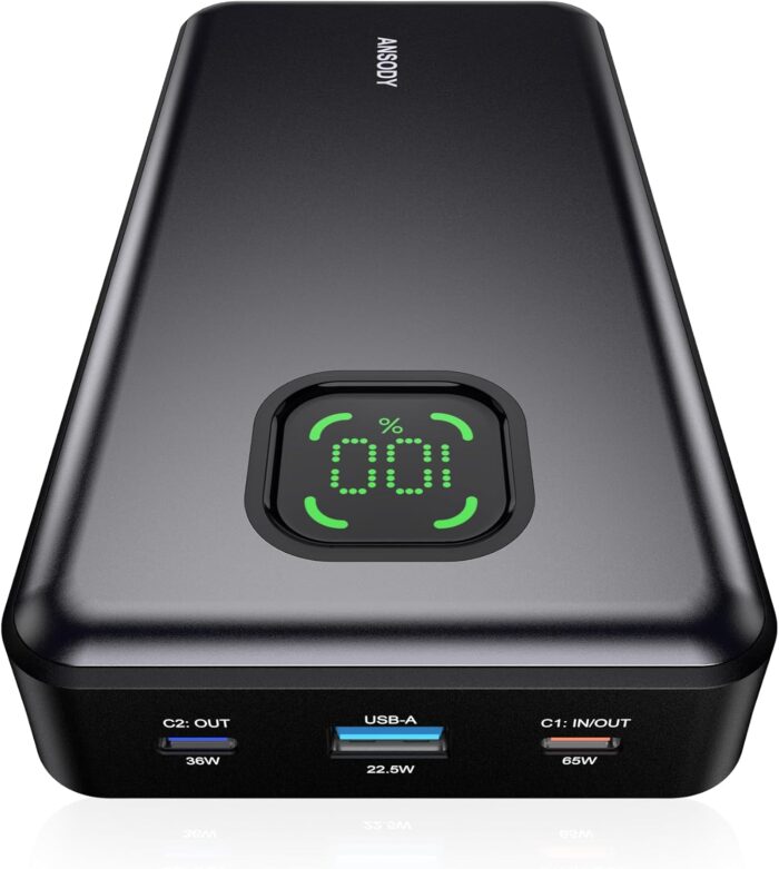 65W Power Bank, 25000mAh Travel Essential USB C Laptop Portable Charger, 100W Total Fast Charging Battery Pack for MacBook Dell XPS iPad Tablet Steam Deck iPhone 16/15 Series Samsung Switch and More