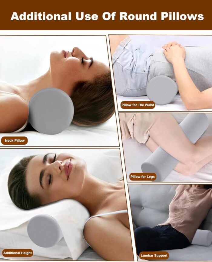 Cervical Pillow and Roll Neck Pillow 2 in 1 Detachable - Memory Foam Pillow, Ergonomic Pillow, Cervical Pillows for Sleeping, Side Sleeper Pillow for Neck Pain Relief (Gray & White) - Image 8
