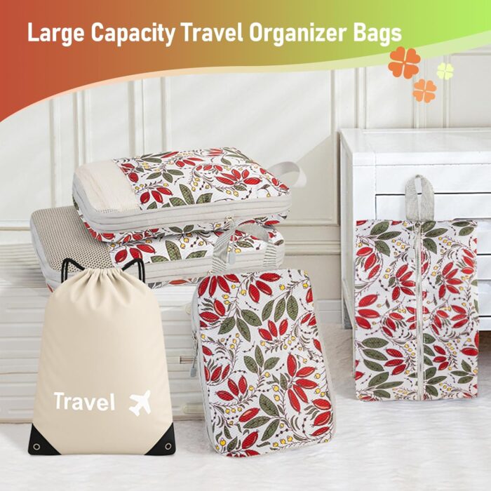 Compression Packing Cubes 5 Set Travel Luggage Packing Organizer Bag Expandable Travel Organizer Cubes for Carry On Luggage Suitcase Compressible Travel Essentials Accessories for Women Men - Image 7
