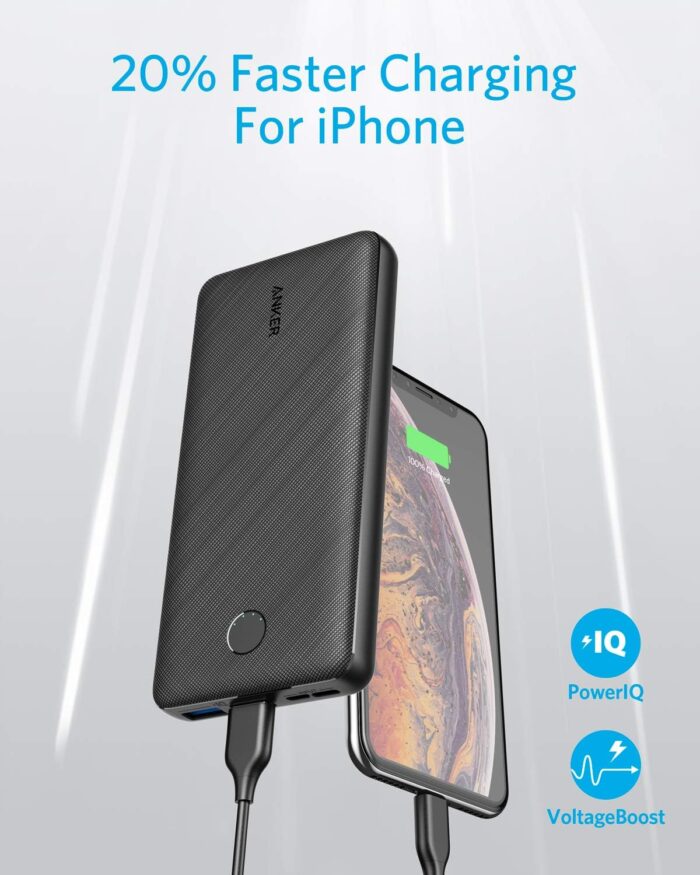 Anker Portable Charger, Power Bank, 20,000 mAh Battery Pack with PowerIQ Technology and USB-C (Recharging Only) for iPhone 15/15 Plus/15 Pro/15 Pro Max, iPhone 14/13/12 Series, Samsung Galaxy (Black) - Image 3
