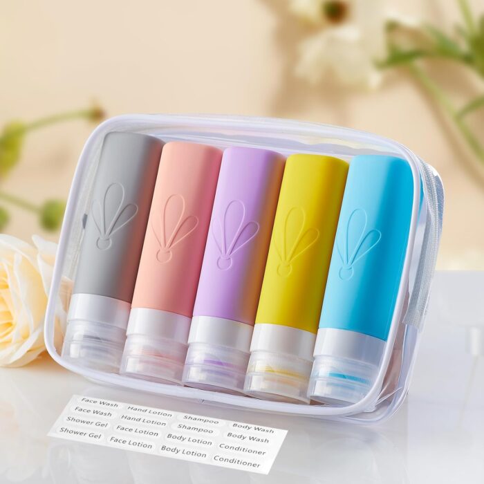 INSFIT Travel Bottles for Toiletries, TSA Approved 90ml Travel Size Containers, BPA Free Leak Proof Squeezable Silicone Tubes for Shampoo Conditioner Lotion Soap with Labels - Image 5