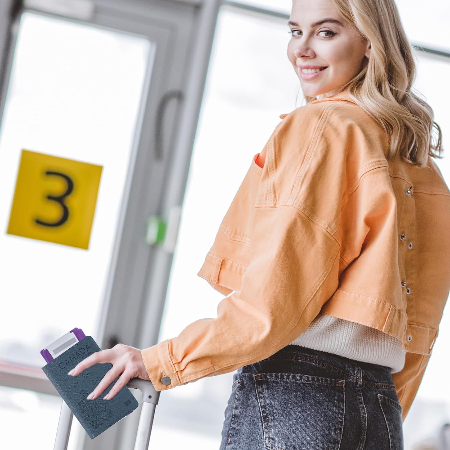 Premium Faux Leather Passport Holder RFID Blocking,3D Embossed Passport Case for Canadian and International Travel Slim Passport Cover for Men and Women Blue - Image 4