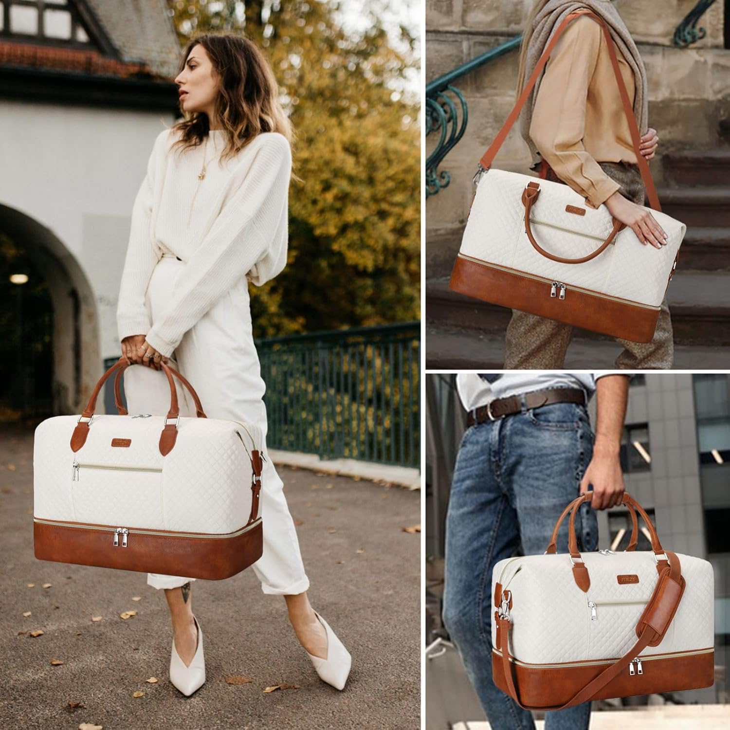 Weekender Bag for Women Travel Duffel Bag Carry On Overnight Bag with Shoe Compartment Large Duffle Tote Bag for Travel - Image 7