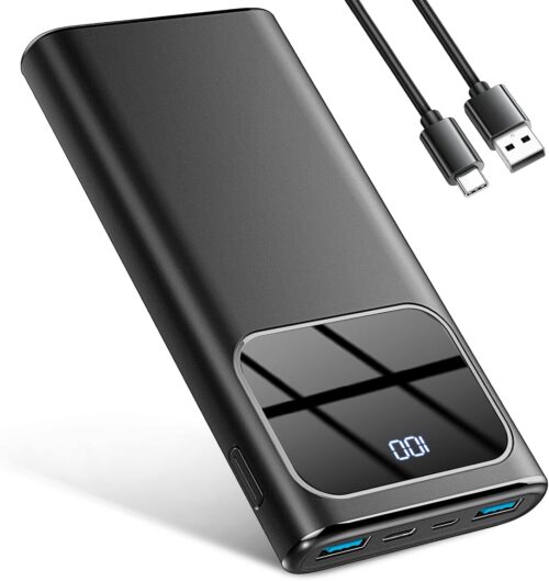 Power Bank, Portable Charger 10000mAh with PD 15w Fast Charging, 4 Outputs 3 Inputs with Built in TypeC, USBA Battery Pack, Compatible with iPhone 16 15 14 Pro Samsung S22 S21 Android Cell Phone etc