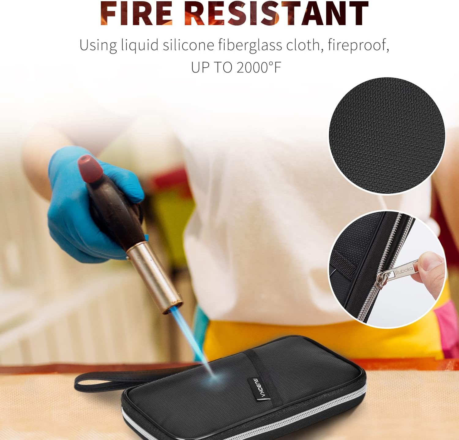 Ruboka Fireproof RFID Blocking Passport Holder Wallet (4.3inx8.6in), Family Multiple Passport Holder Cover Bag Waterproof, Travel Document Organizer Credit Card Clutch Bag for Men Women - Image 3