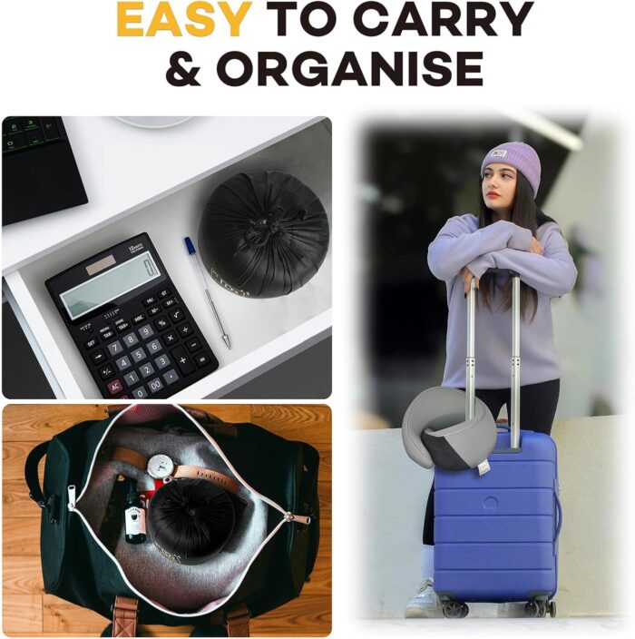 360° Support Memory Foam Travel Neck Support Pillow for Car and Airplane Sleeping; Ergonomic Pillow for Neck Pain Relief and Comfort; Airplane Neck Pillow for Traveling on Long Flight (Gray) - Image 8