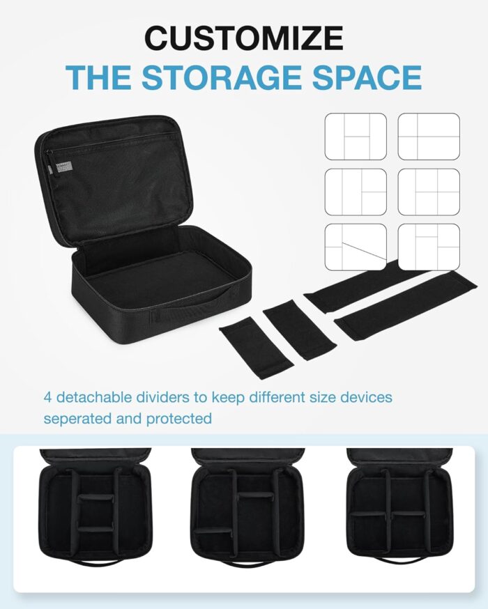 Bagsmart Electronic Organizer, Large Double Layer Cable Bag, Travel Organizer Bag, Electronics Accessories Storage Cases for iPad,Cables, Chargers, Hard Drive, Game Cards - Image 4