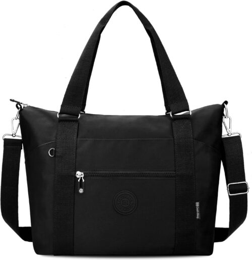 TEUEN Travel Duffel Bag Gym Bag for Women, Waterproof Nylon Weekender Overnight Bag Personal Item Carry on Bags for Airplanes Hospital Sports Mommy Tote Bag Workout Dance Luggage Bag