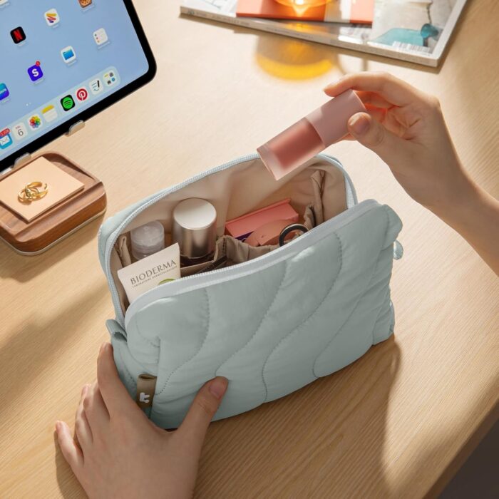 tomtoc Electronics Organizer Travel Case, Puffer Cable Cord Organizer Bag Travel Essentials for Women Girls, Portable Accessory Tech Pouch Storage Case for Charger, Cable, Phone, Power Bank - Image 7