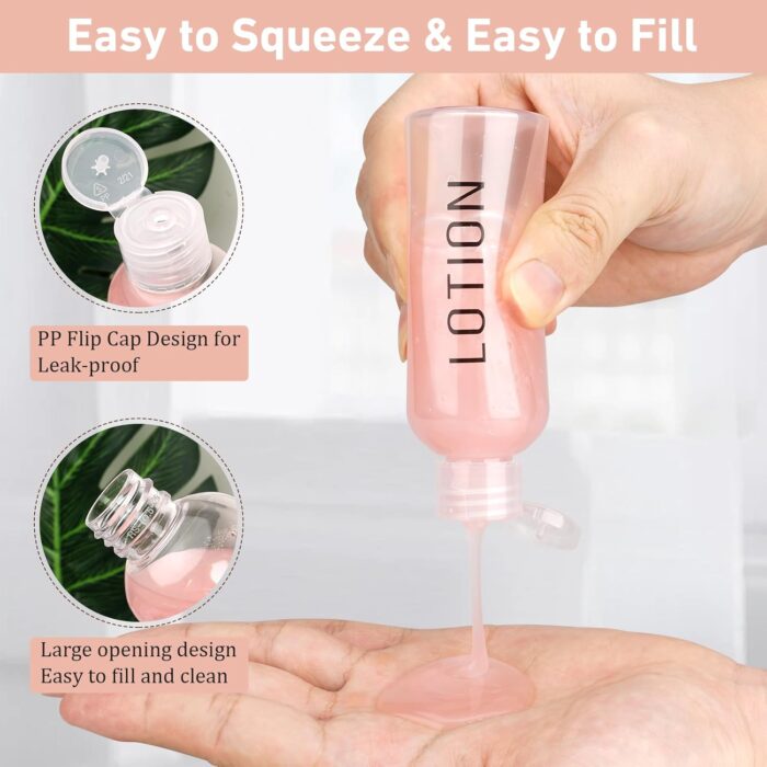 Wowang Travel Bottles for Toiletries 6 Pack 3.4oz TSA Approved Travel Size Containers Leak Proof Travel Shampoo Bottles Squeezable Empty Plastic Toiletry Bottle Small Travel Essentials(Clear) - Image 2