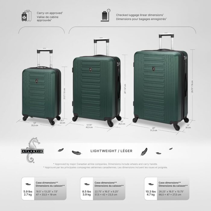 ATLANTIC Acclaim II Hardside Durable Luggage — Large Checked Suitcase with 4 Spinner Wheels, TSA Locks, and Lightweight Construction — Green, 28-inch - Image 2