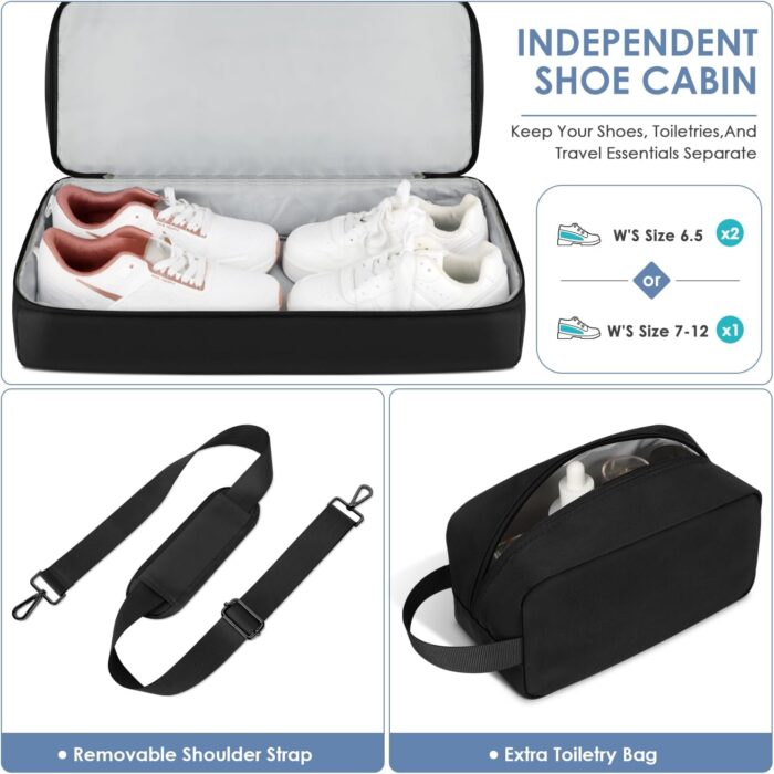 ETRONIK Travel Duffle Bag for Men Women, Weekender Overnight Bag with Shoe Compartment & Toiletry Bag, Gym Bag, Carry on Bags for Sports Business Trip Airplanes Black - Image 3