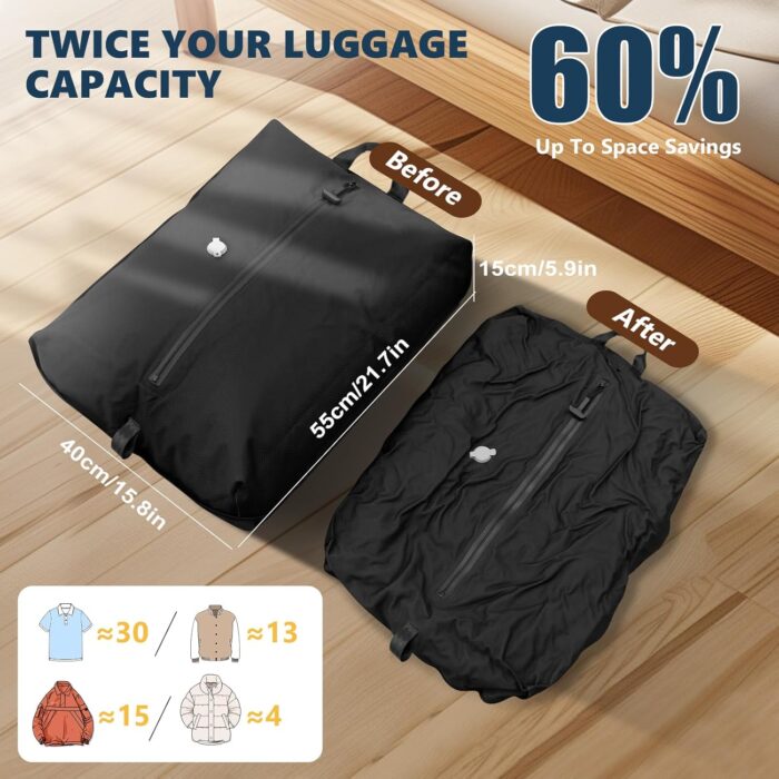 33L Professional Vacuum Bags for Travel with Wireless Vacuum Pump, Dobaly IP67 Reusable Vacuum Compression Bags for Suitcases and Backpack Space Saver Vacuum Bags Lightweight&Durable (1PC+Pump) - Image 3