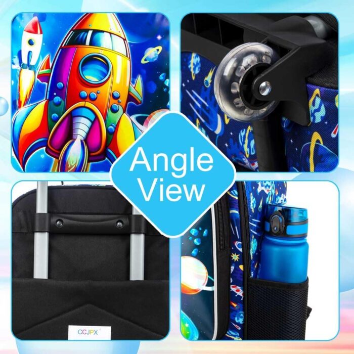 Boys Luggage, Cute Rockets Rolling Wheels Suitcase for Toddler, Children Travel Carry on Suitcase - Image 5
