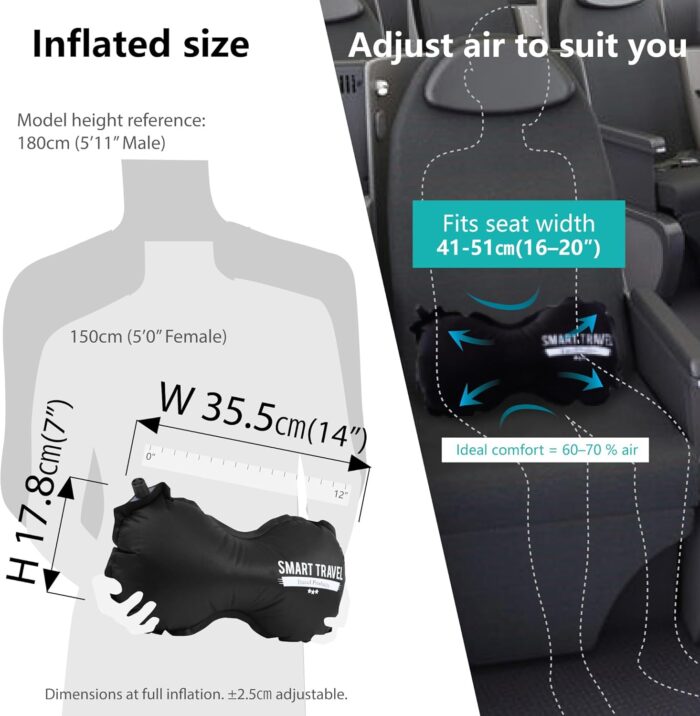 SmartTravel Travel Products Lumbar Pillow Inflatable Lumbar Support Pillow Travel Pillows for Airplane Long Flight Essential for Women Men Kids - Image 5