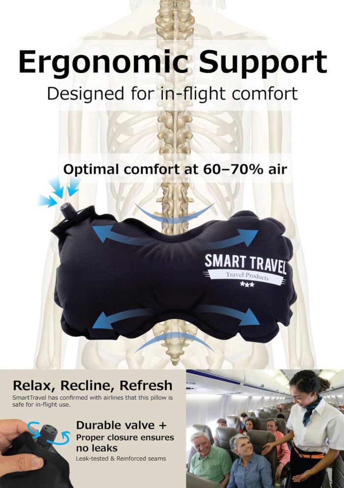 SmartTravel Travel Products Lumbar Pillow Inflatable Lumbar Support Pillow Travel Pillows for Airplane Long Flight Essential for Women Men Kids - Image 4