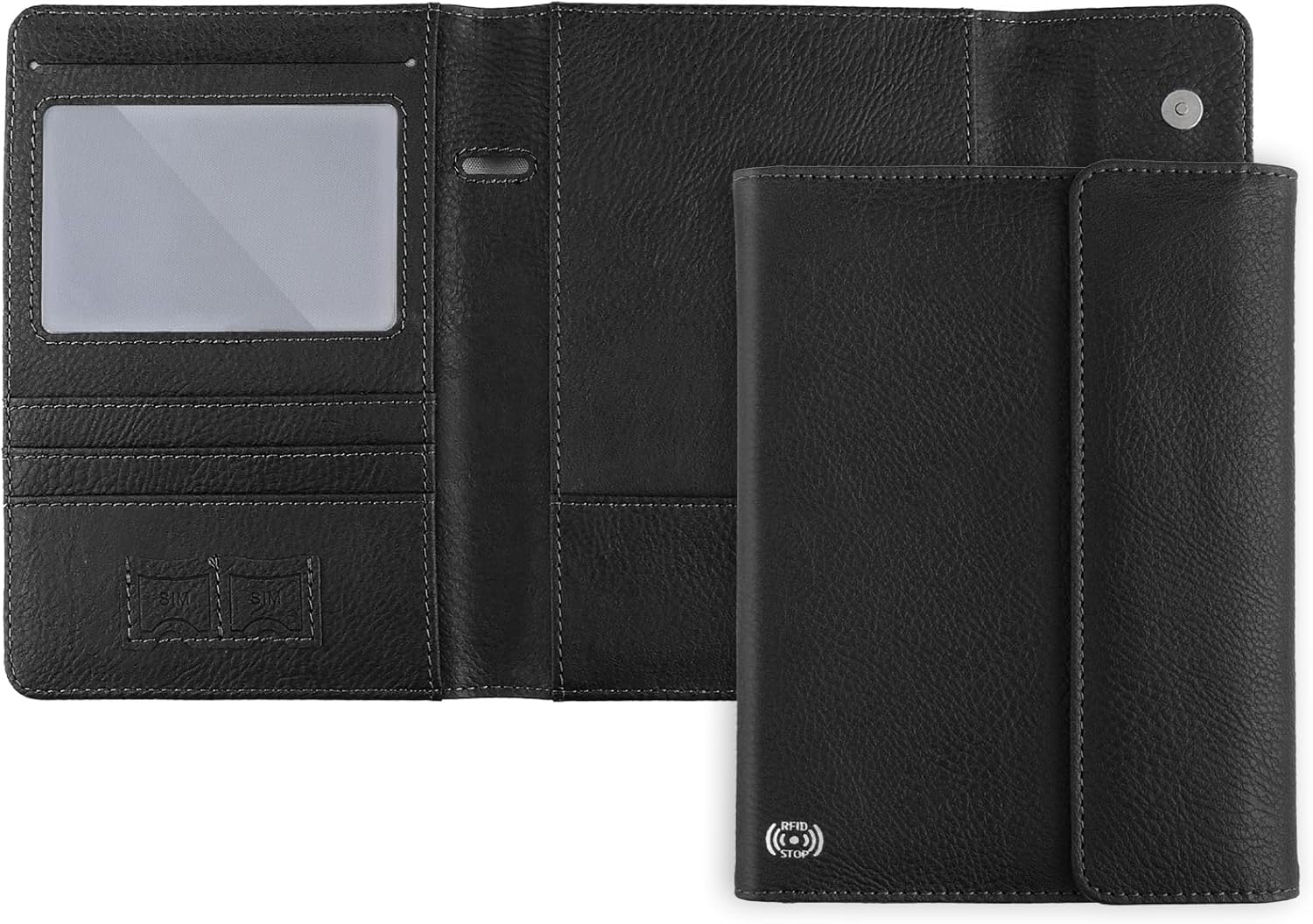 WALNEW Passport Holder for Travel, RFID Blocking Passport Book Wallet Cover Case, PU Leather Travel Essentials Accessories Document Holder, Black