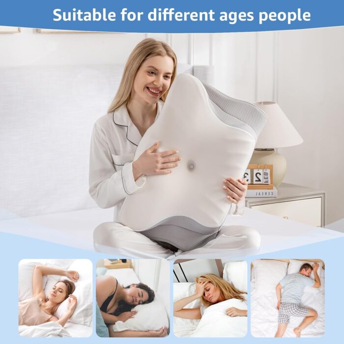 Memory Foam Pillow Neck Support Pillow for Sleeping,Neck Pillow for Neck adn Shoulder,Cooling Pillow with Breathable Silk Case, Coutour Pillows 2 Heights for Side, Back and Stomach Sleepers - Image 6