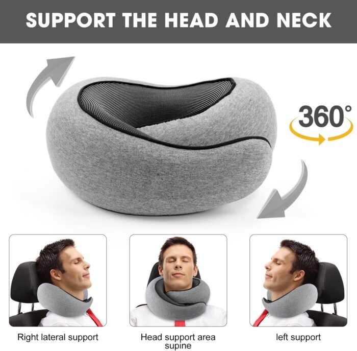 Neck Pillow, Wander Plus Travel Pillow, Wander Plus Travel Neck Pillow, Foam Travel Neck Pillow for Airplanes, Travel Neck Pillow(Light Gray) - Image 3
