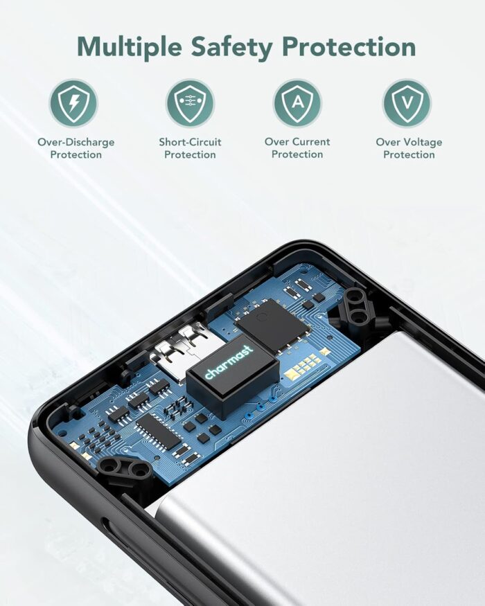 Charmast 10000mAh Portable Charger with Built-in Cables and AC Wall Plug,USB C Battery Pack Power Bank,5 Output 2 Input Battery Pack Compatible with iPhone 16/15/14/13/12,Andriod Series - Image 8