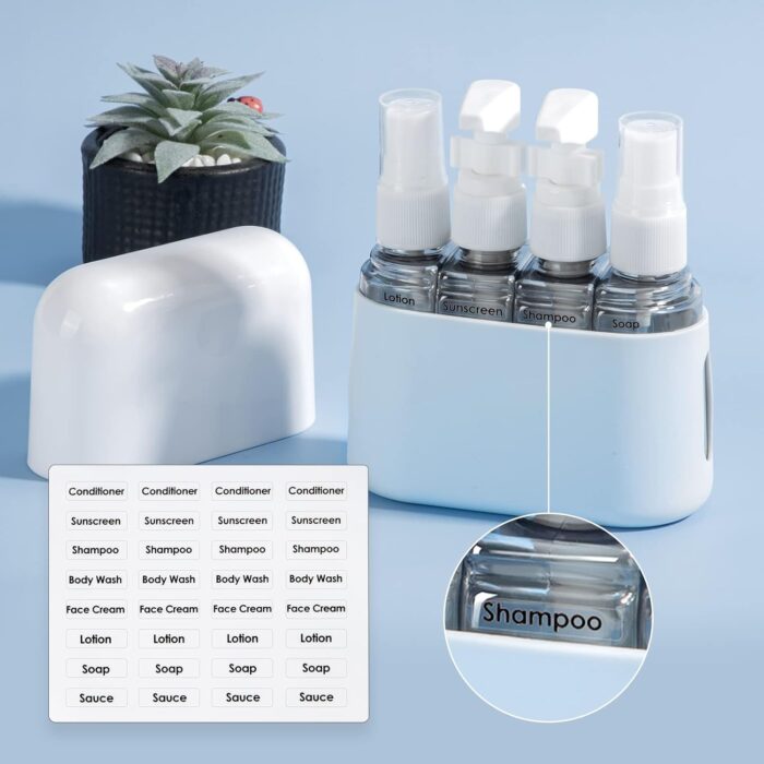 8 Pack Travel Bottles Set for Toiletries, TSA Approved Travel Containers, 50ml/2oz Leak Proof Travel Size Accessories with Label and Storage Box, Perfect for Business or Personal Travel Use - Image 8
